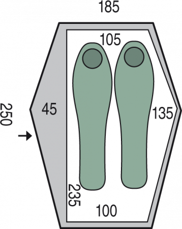 Cort Pinguin Echo 2 DAC, 2 persoane, 1.9kg, verde [2]