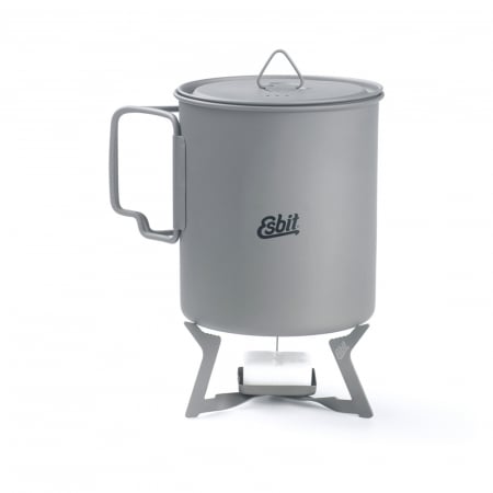 Vas titaniu Esbit 750ml PT750-TI, gri, cu capac si husa cu buzunare pentru tacamuri, 106g [1]