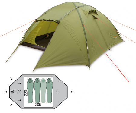 CORTURI & ACCESORII - Cort Pinguin Tornado 3, 3-4 persoane, 4.95kg, bete fibra de sticla