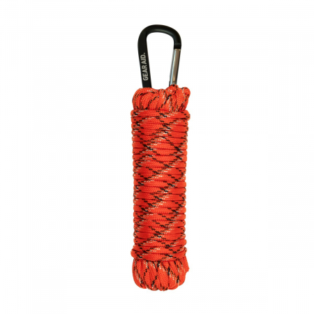 Sisteme de prindere - Cordelina paracord Gear Aid 550 cu carabiniera, 9.14 m, diametru 4 mm, portocaliu, reflectorizant