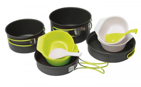 Vesela camping - Set vase Pinguin Quadri Alu, 3-5 persoane