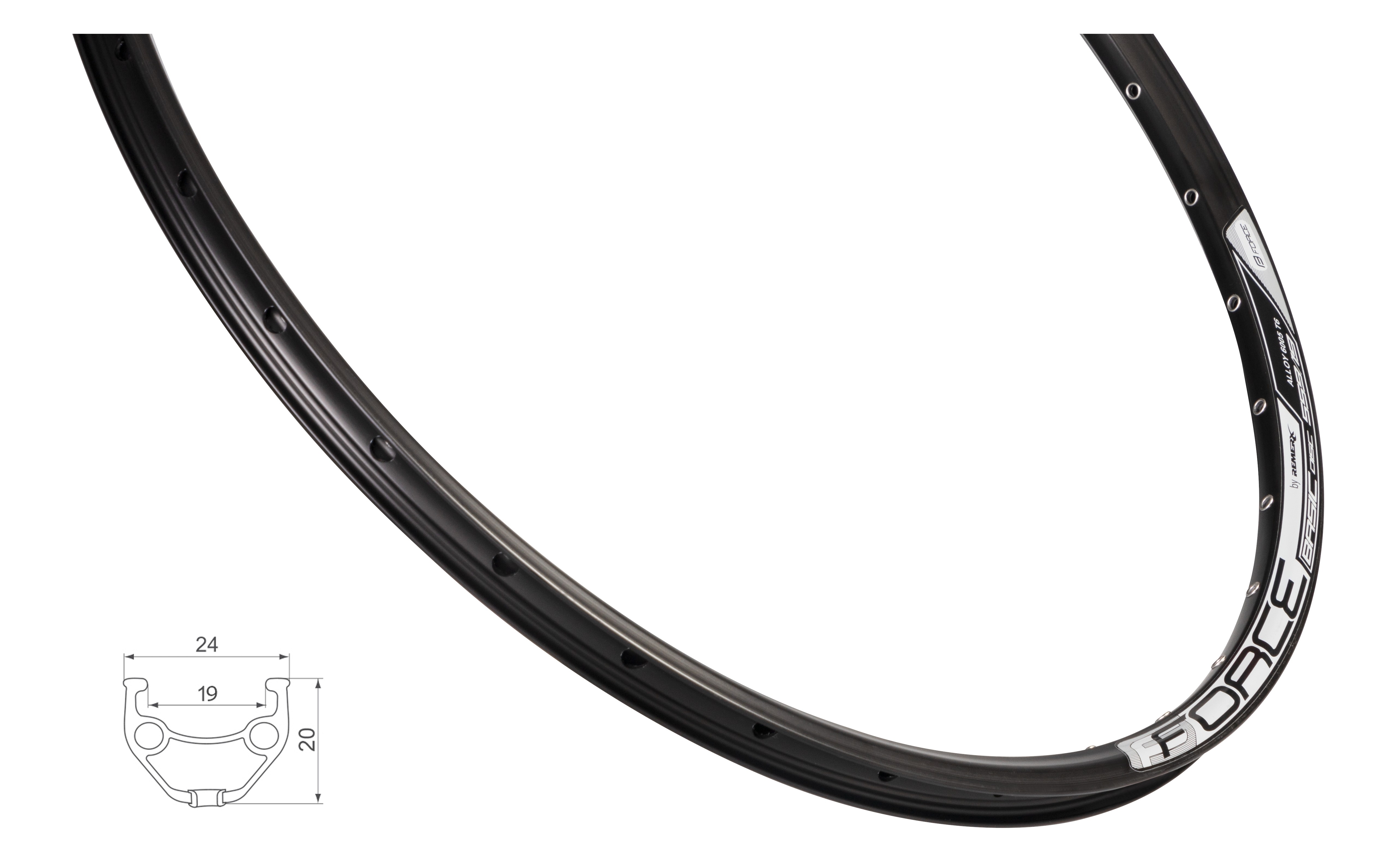 Jante bicicleta - Janta Force Basic Disc 559x18 36H neagra