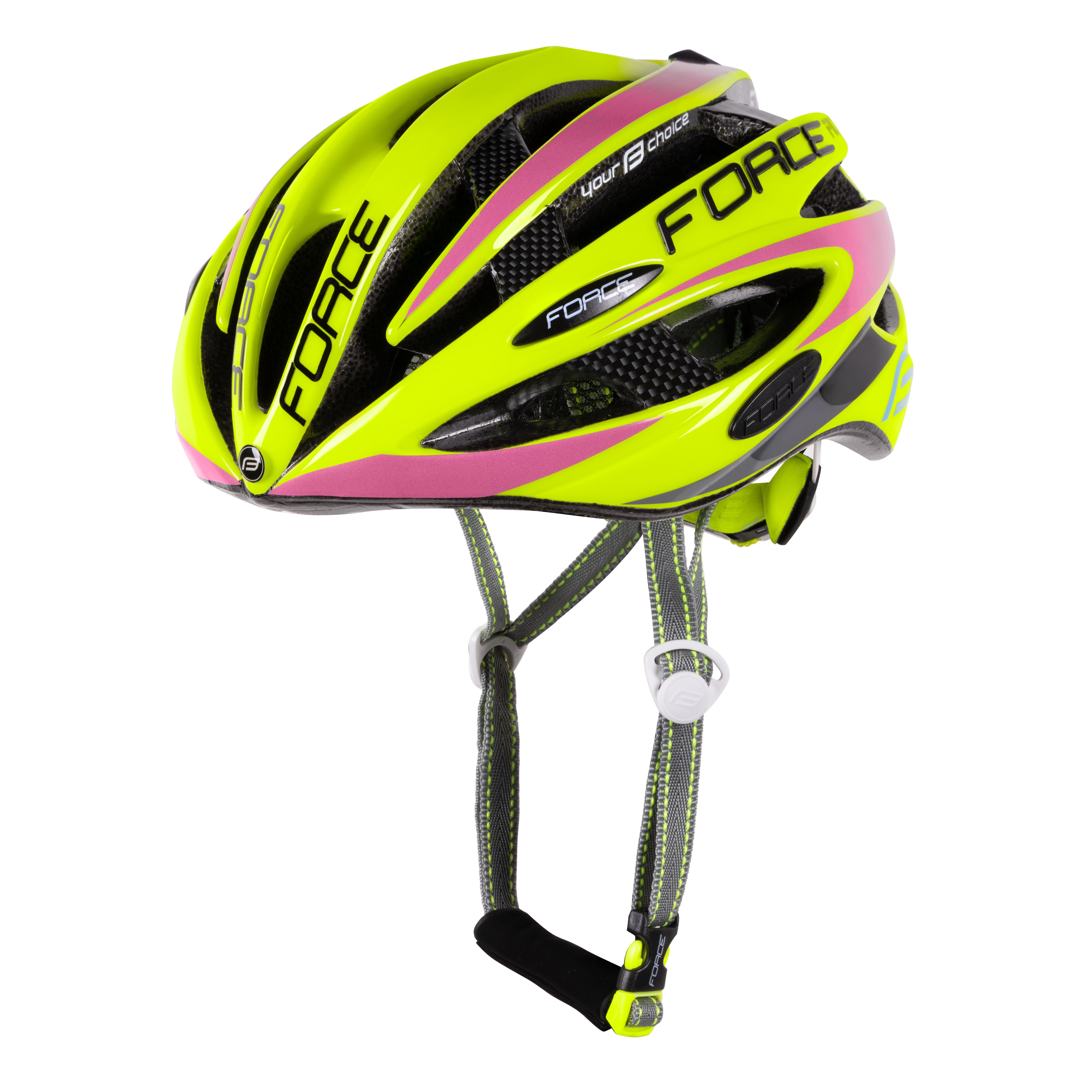 Casca Force Road PRO, Galben Fluo/Roz, S/M (54-58cm) [1]