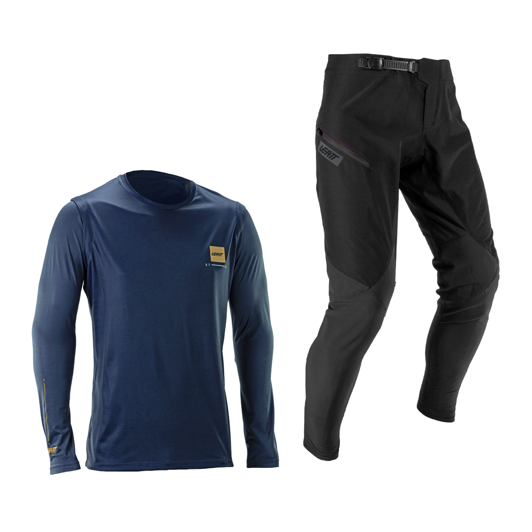 Imbracaminte ciclism - Bluza & Pantaloni Leatt Ride Kit MTB 1.0 Galaxy Blue L