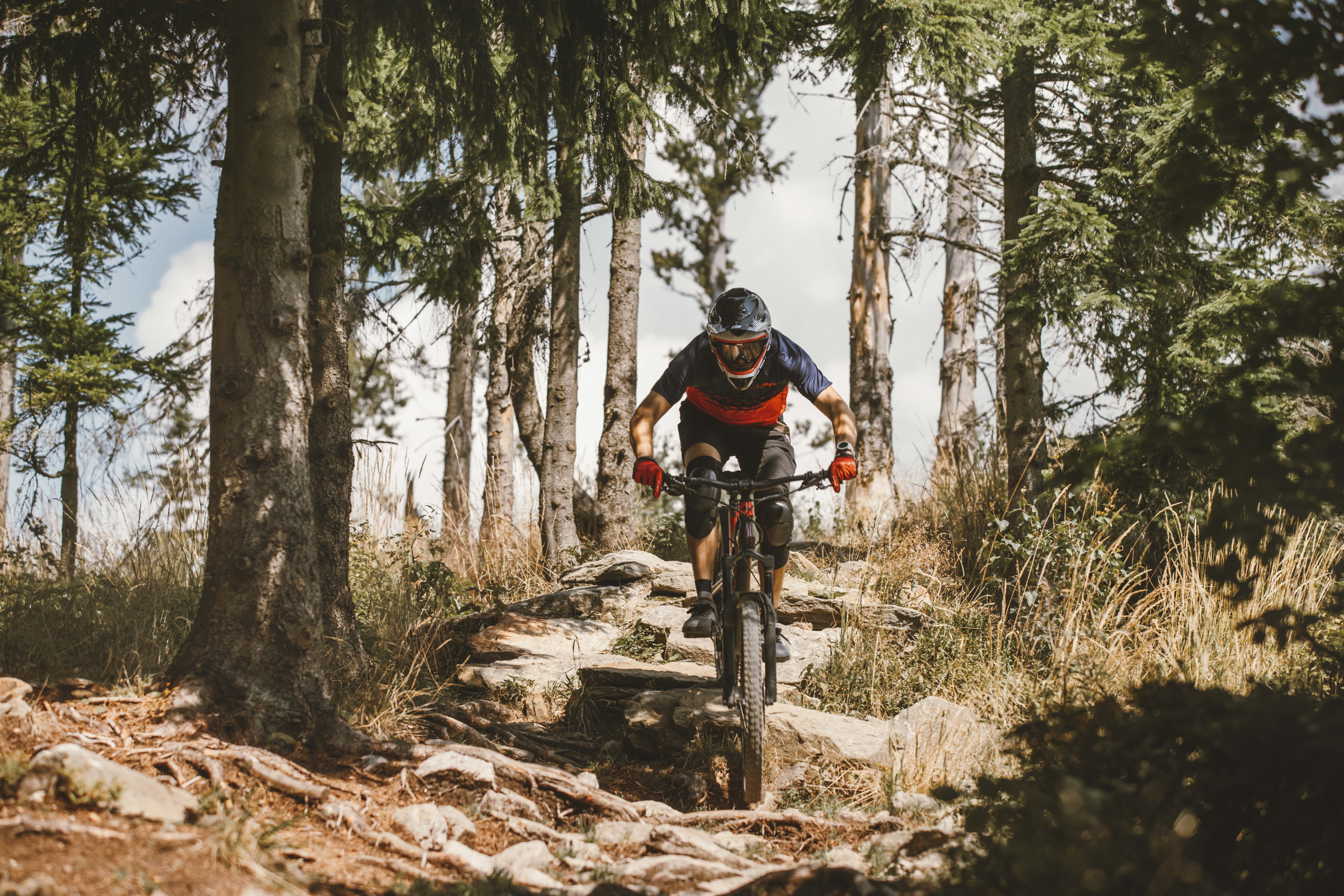 Tricou maneca scurta Force MTB Angle albastru/rosu M [5]