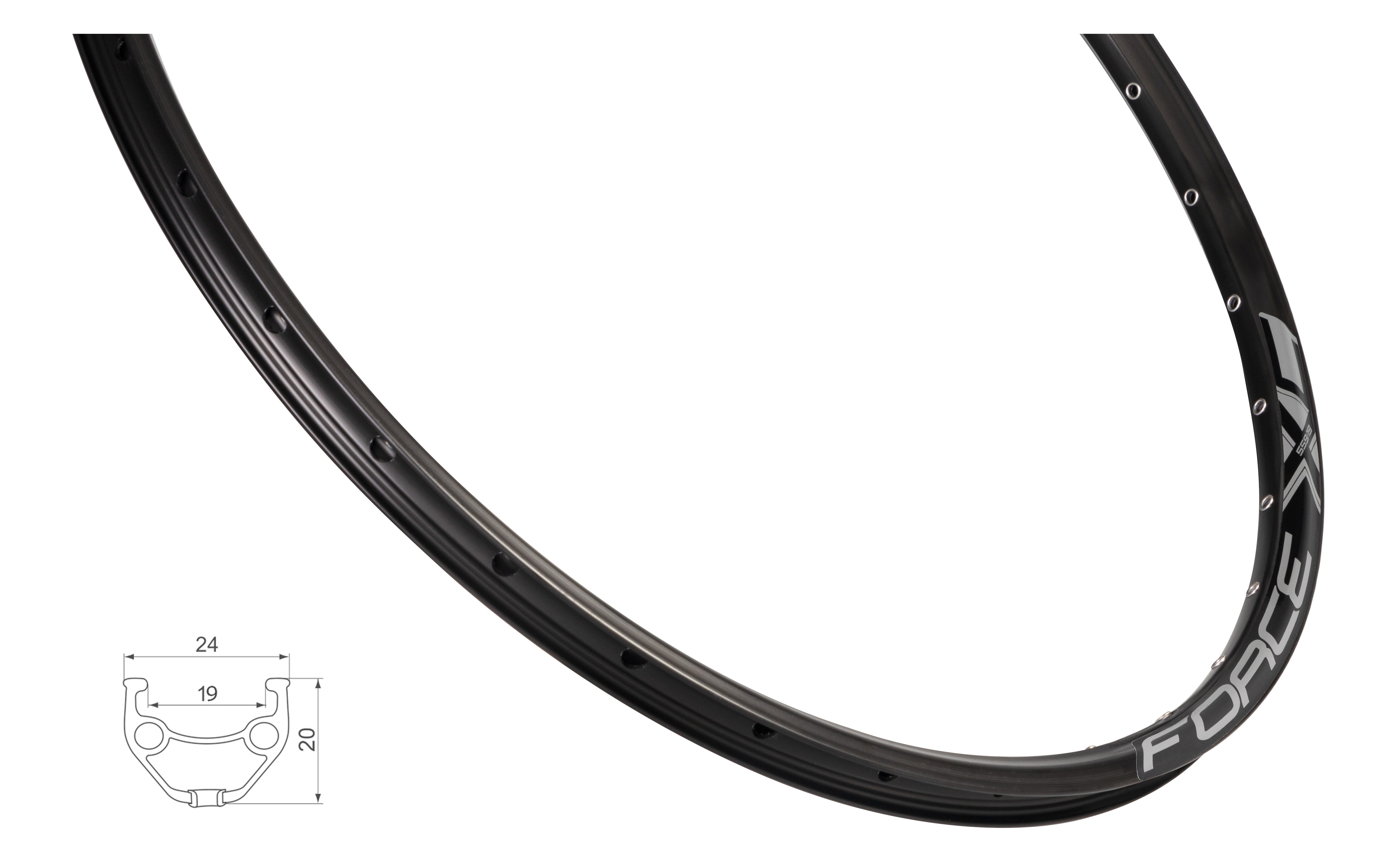 Jante bicicleta - Janta Force XC Basic Disc 559x19 36H neagra