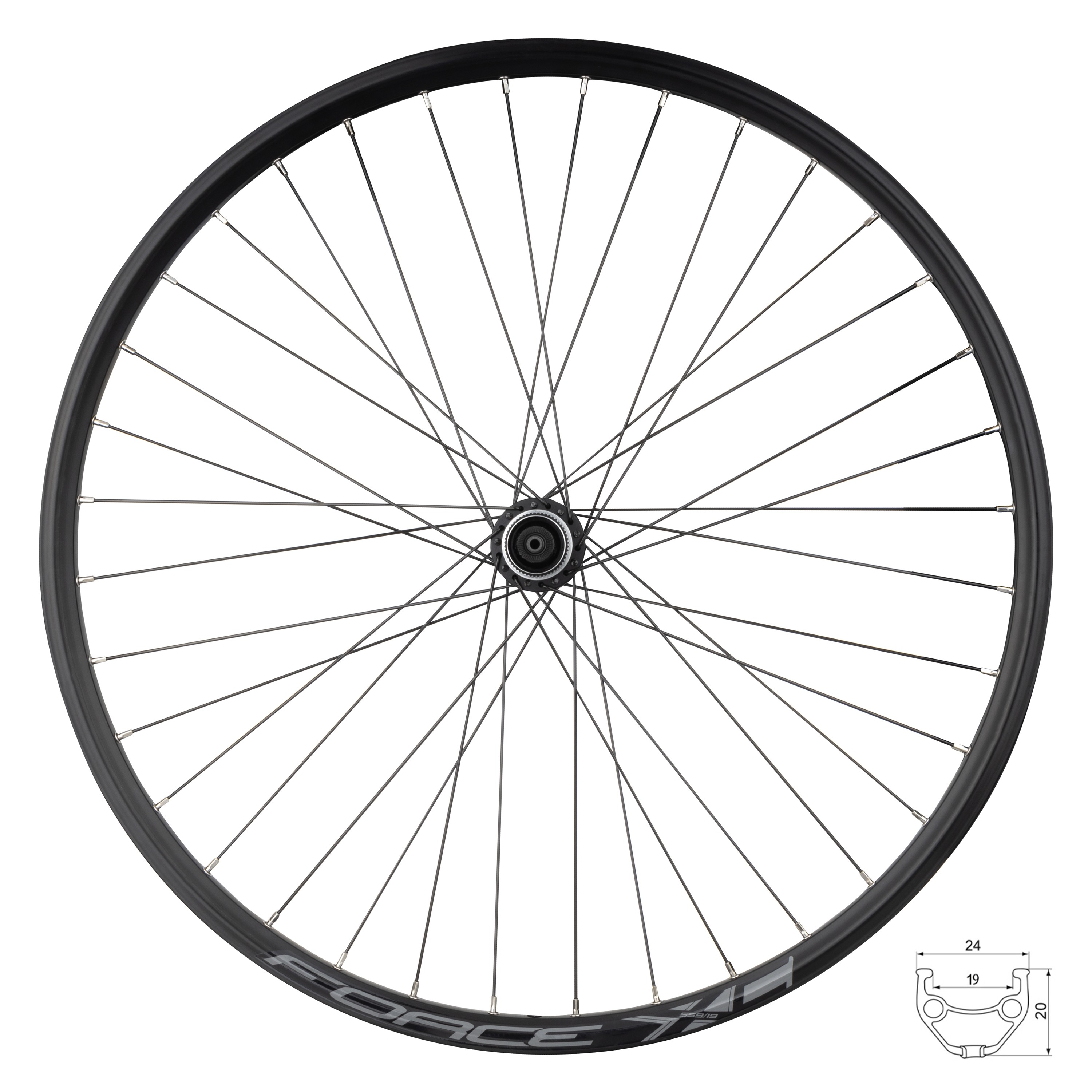 Roti complete - Roata fata 26" Force XC Disc 559x19 36h