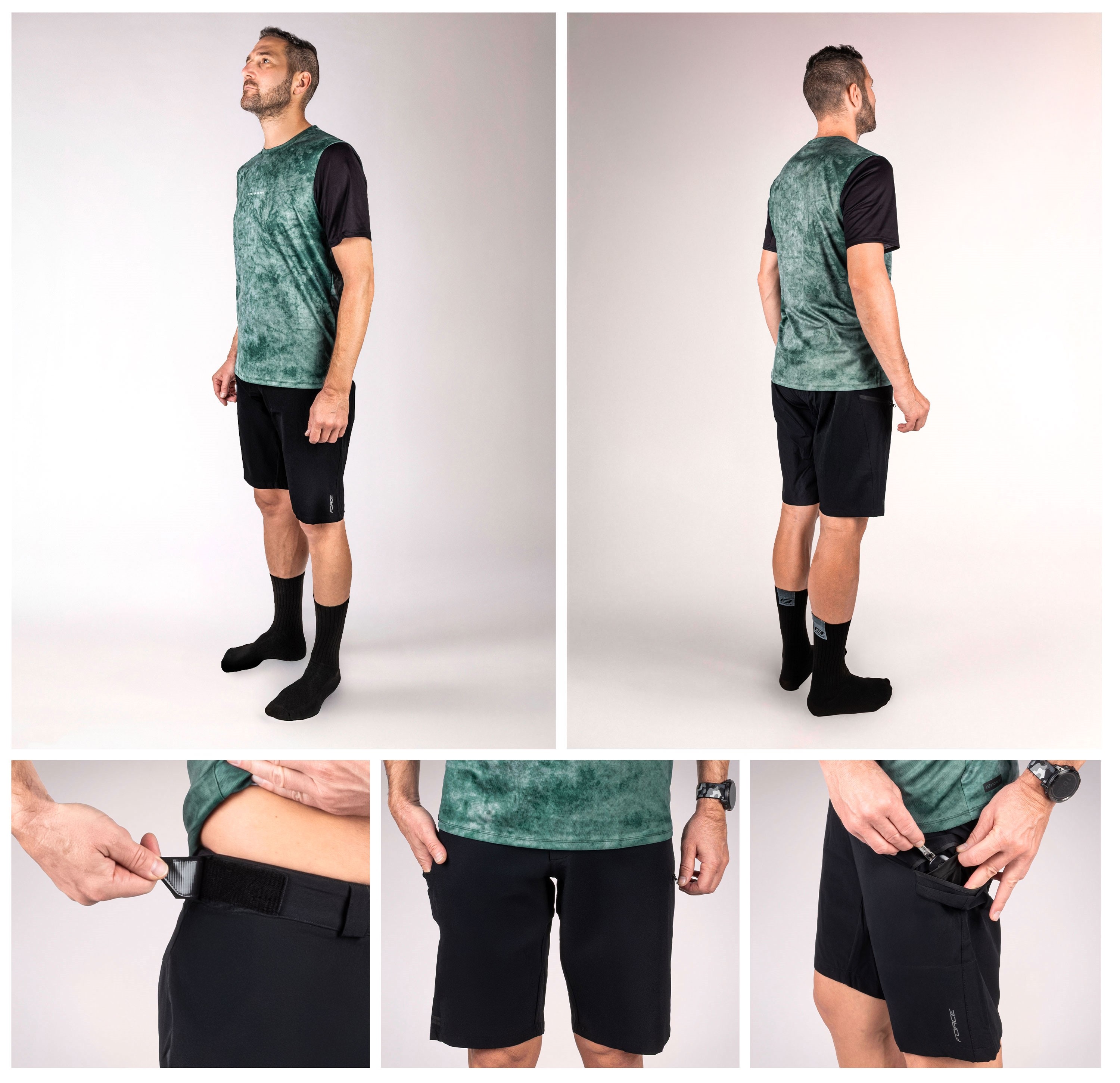 Pantaloni Scurti Force Mount MTB Negri M [3]