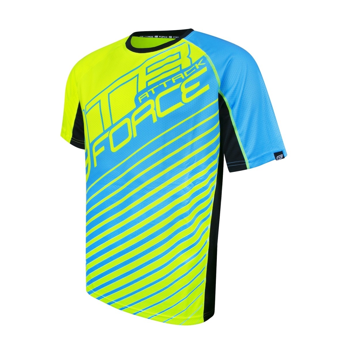 Tricouri cu maneca scurta - Tricou Force MTB Attack fluo/albastru S