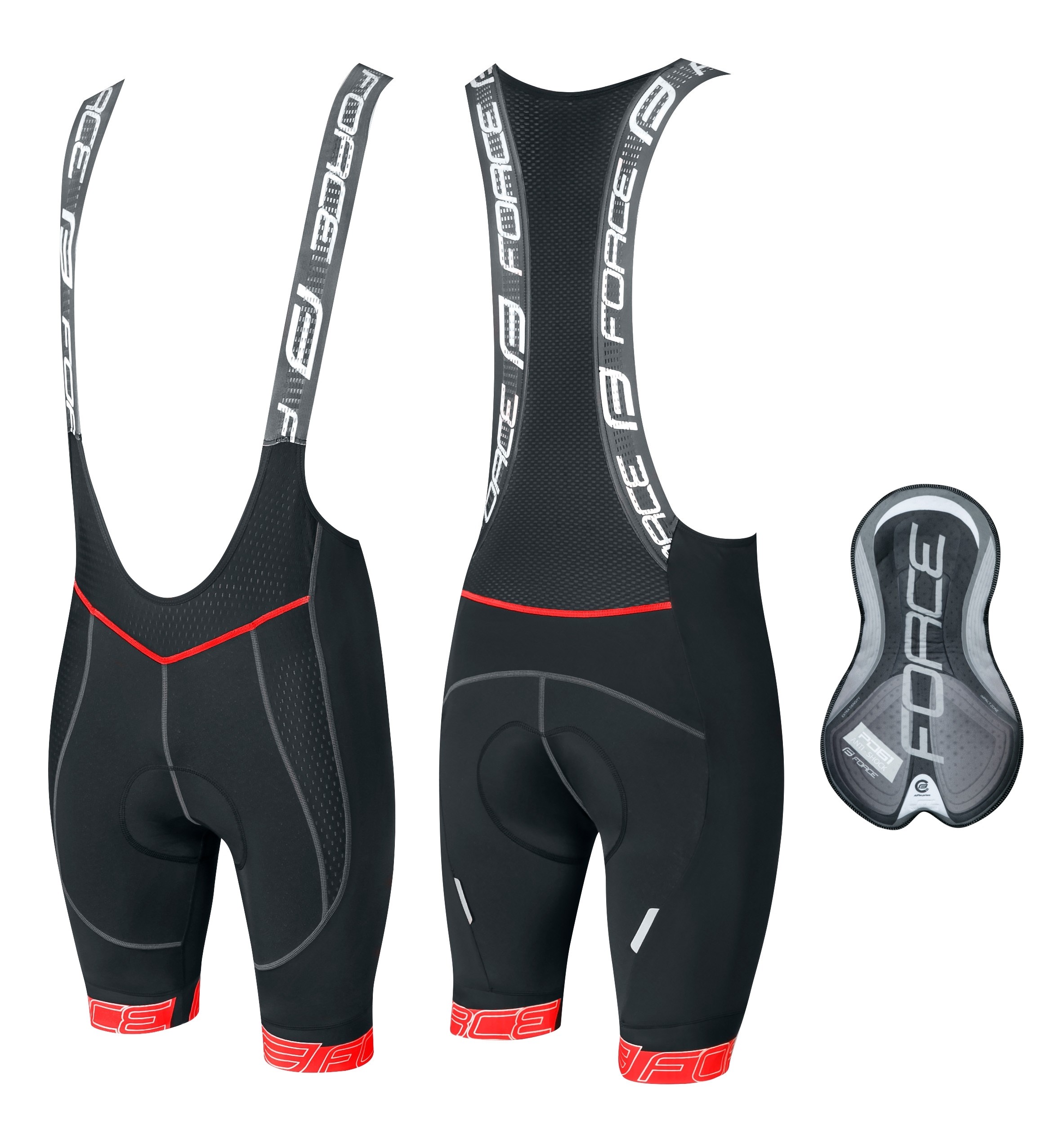 Pantaloni scurti - Pantaloni scurti cu bazon si bretele Force F FAME Negru/Rosu 3XL