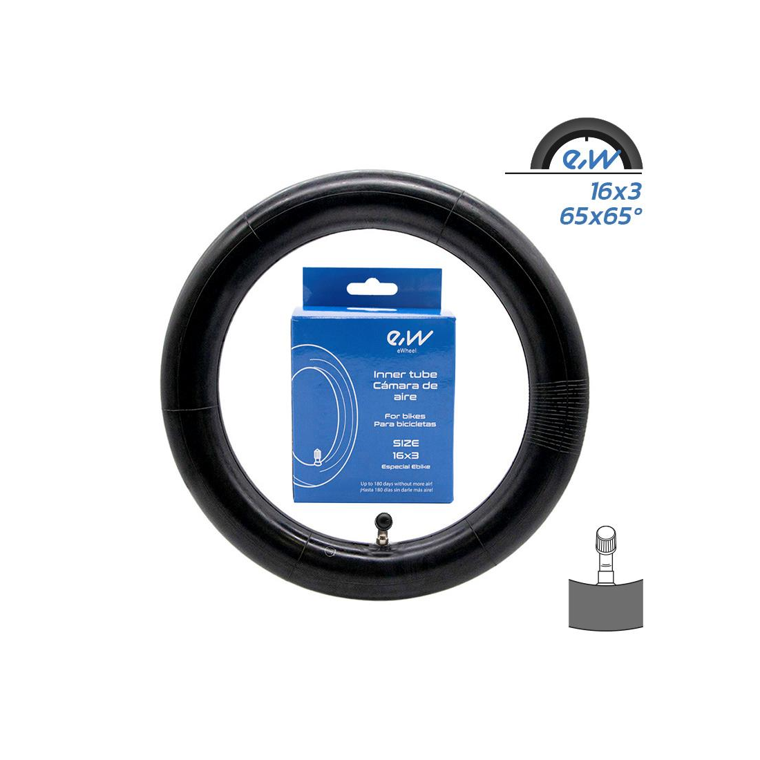 Camere trotinete electirce - Camera trotineta Ewheel VC 16x3 valva curbata 90x90 grade