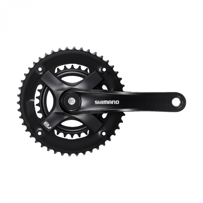 Angrenaj pedalier Shimano Tourney TY FC-TY501-2, 2x7/8 viteze, ax Patrat, fara aparatoare lant, brate 175mm, Negru, 46x30T [1]