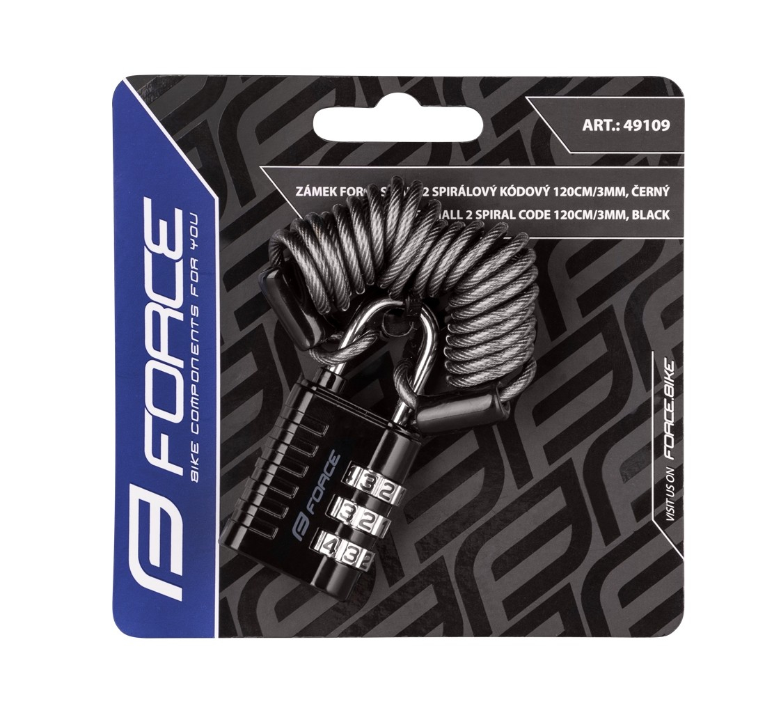 Antifurt Force SMALL 2 spiral code 120cm/3mm, negru [2]