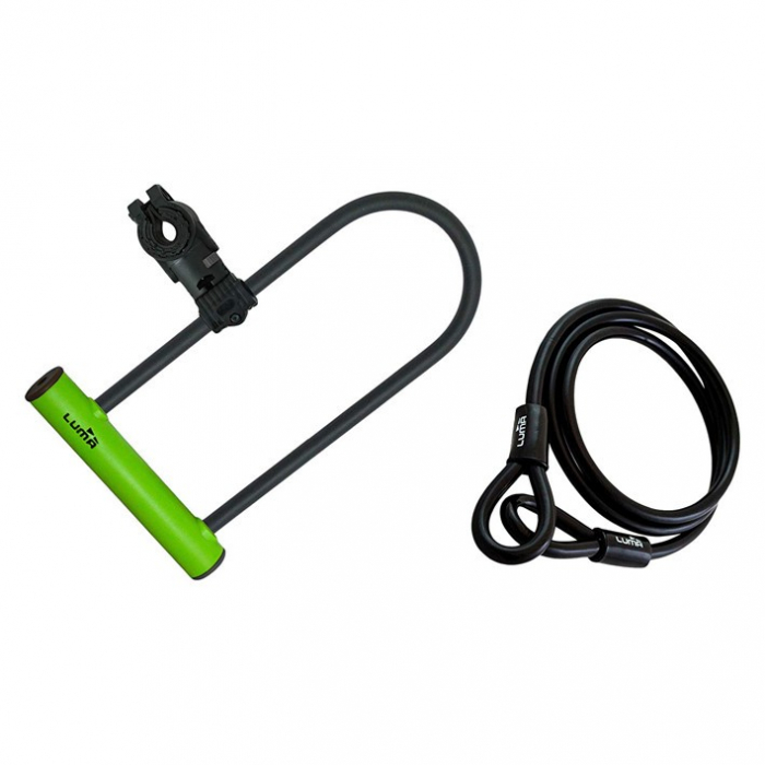 Antifurt U-lock cu cablu Luma Enduro Kit 35, cu suport, 320x186mm, negru/verde [1]