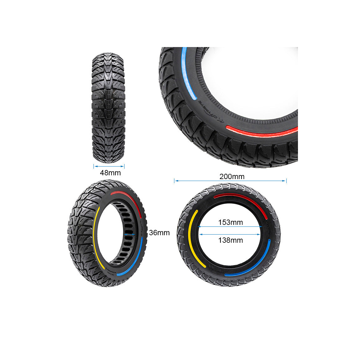 Anvelopa plina trotineta Cityneye V3 8.5x2-6.1 Tricolor [5]