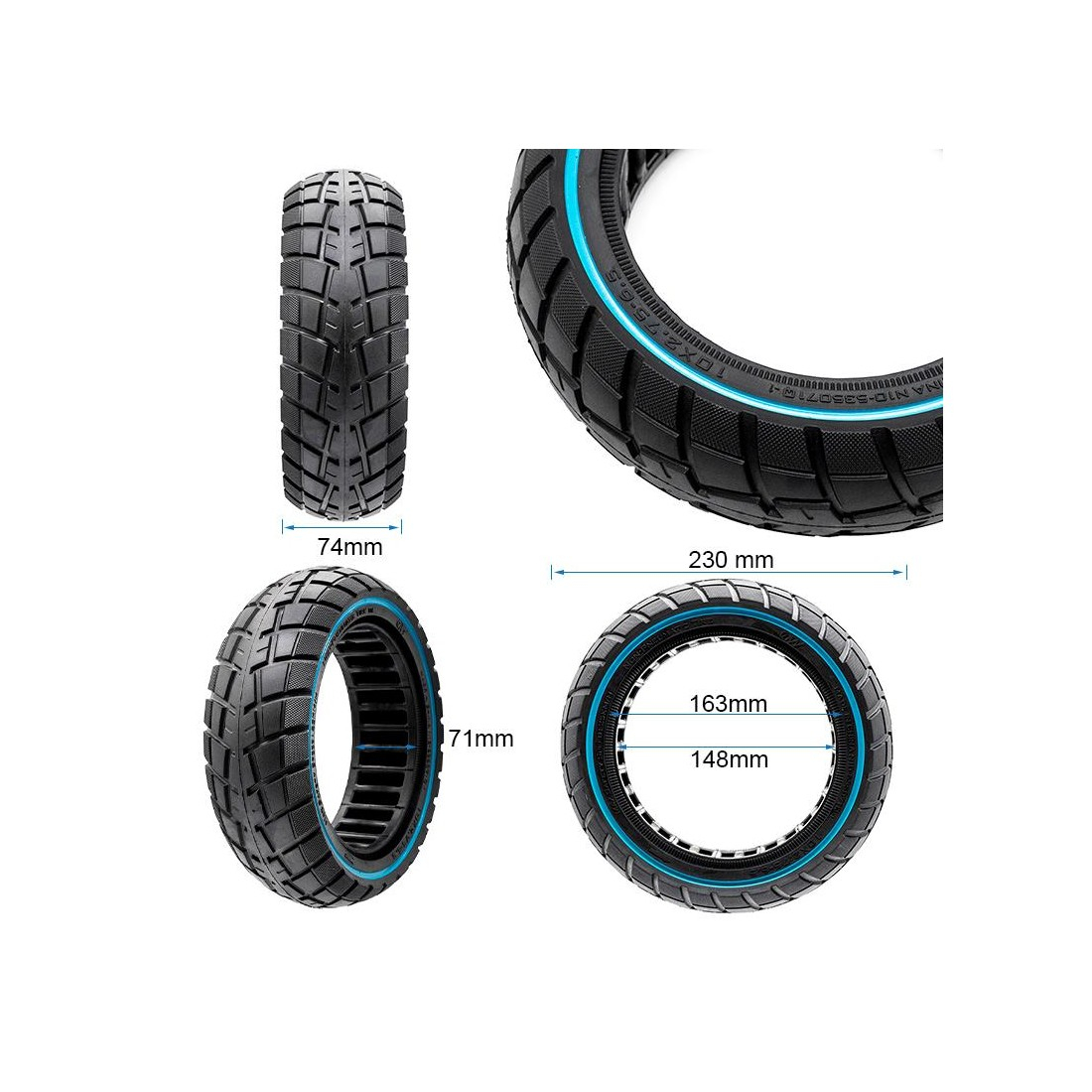 Anvelopa plina trotineta Ultra-Light E-Wheel 10x2.75-6.5/B55 - Blue line [2]