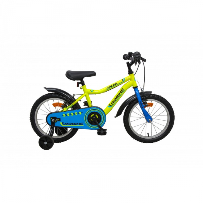 Bicicleta copii Robike Racer 16 galben neon/albastru [1]