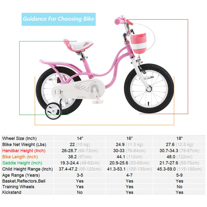 Bicicleta Royal Baby Little Swan Coaster Brake, 14 inch, Roz [4]