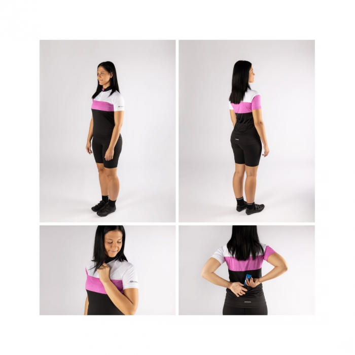 Bluza ciclism Force View Lady maneci scurte negru/alb/roz XL [3]