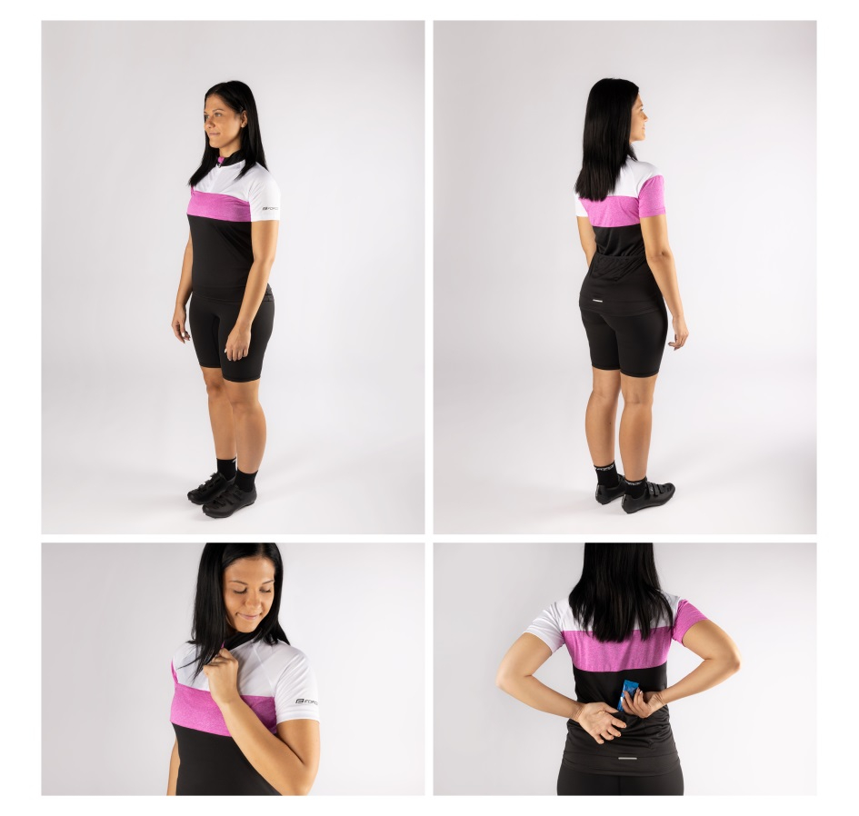 Bluza ciclism Force View Lady maneci scurte negru/alb/roz XL [3]