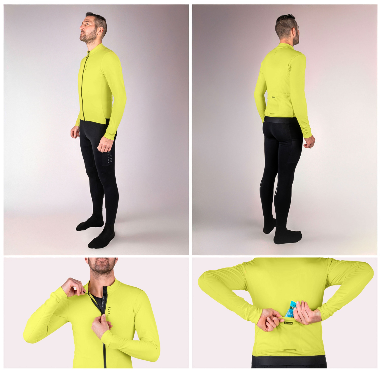Bluza cu maneca lunga Force Endless, galben fluo M [3]