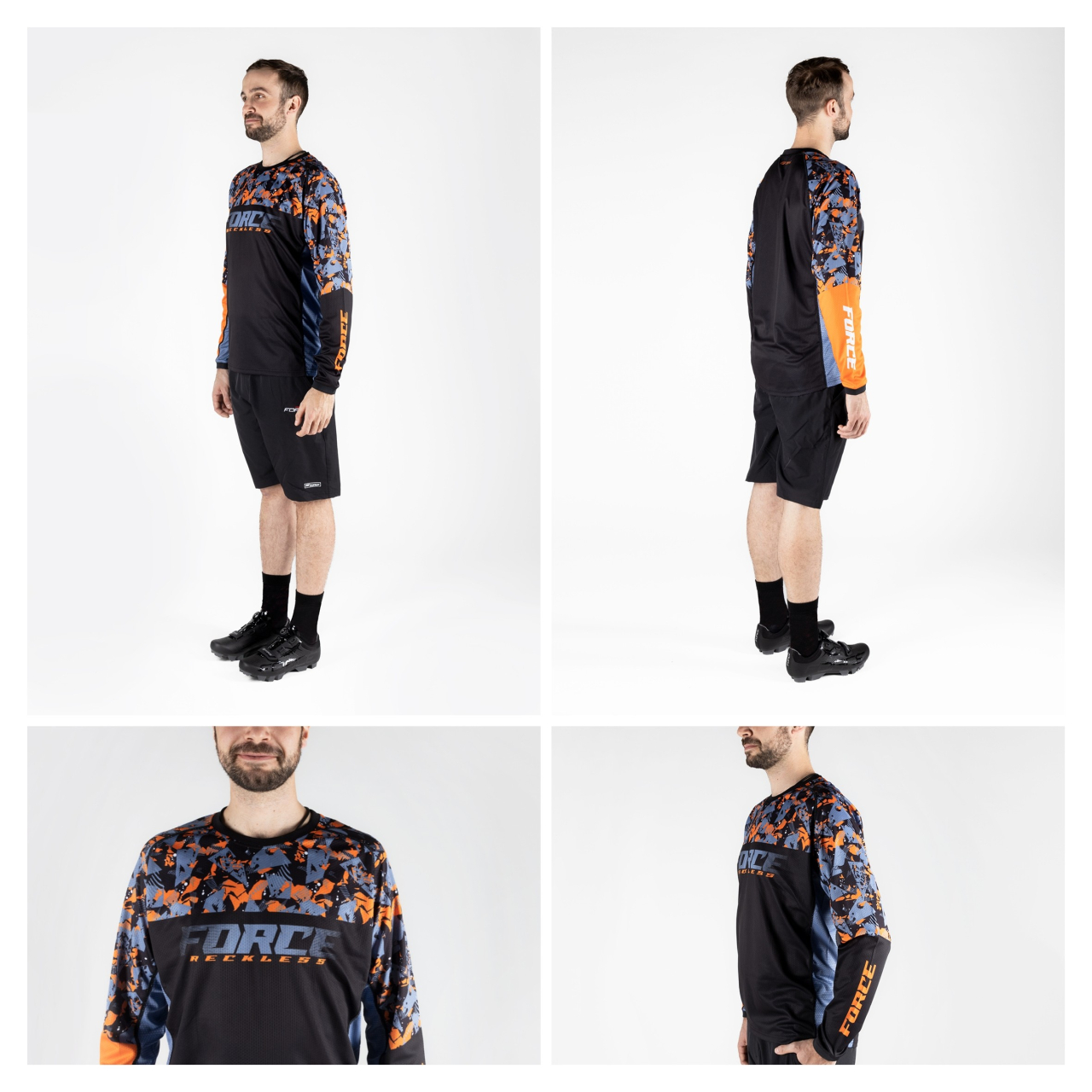 Bluza cu maneca lunga Force Reckless, Negru/Portocaliu/Gri, M [3]