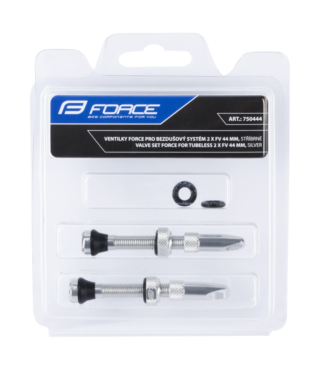 Capace valva presta Force pentru tubeless 2 x FV 44 mm, argintiu [2]