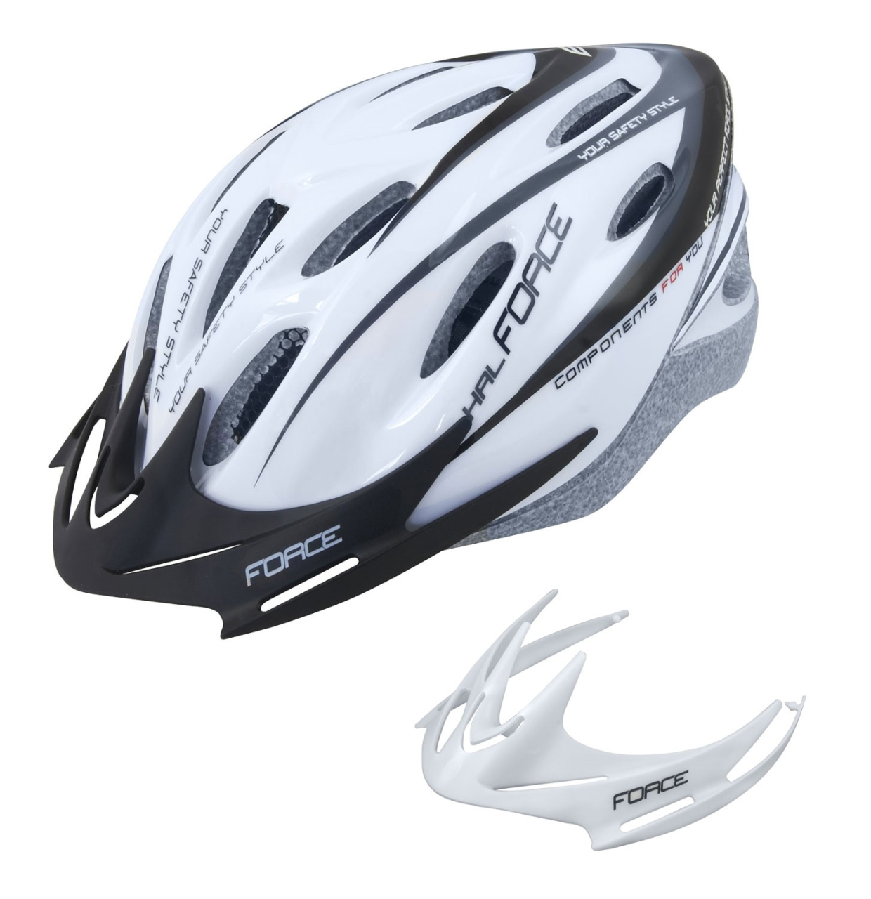 Casca Force Hal, alb/negru, S-M, 54-58cm [5]