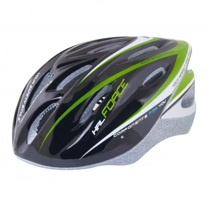 Casca Force Hal, negru/verde/alb, XS-S, 48-54cm [1]
