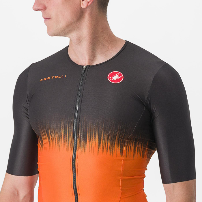 Costum de triatlon cu maneca scurta Castelli Sanremo Ultra, Negru/Portocaliu, XL [5]