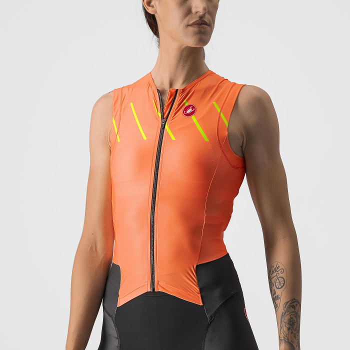 Costum de triatlon fara maneci Castelli Free W Sanremo SL, de dama, Portocaliu/Negru, XS [3]