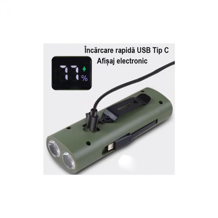 Far reincarcabil Fivestars Power Light PBL-6400, powerbank 6400 mAh, USB Type-C, negru [5]