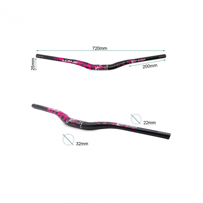 Ghidon 720mm cu rise 25mm negru/roz [3]