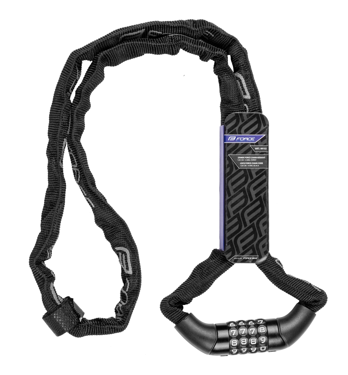 Lacat Force Chain cu cifru 120cm/4mm negru [2]