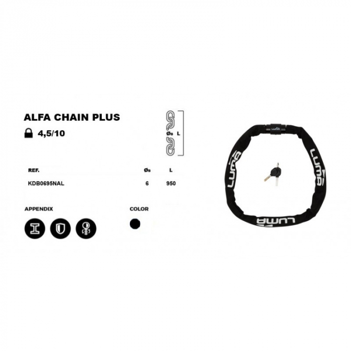 Lacat Luma Alfa Chain Plus 95 cm negru [4]
