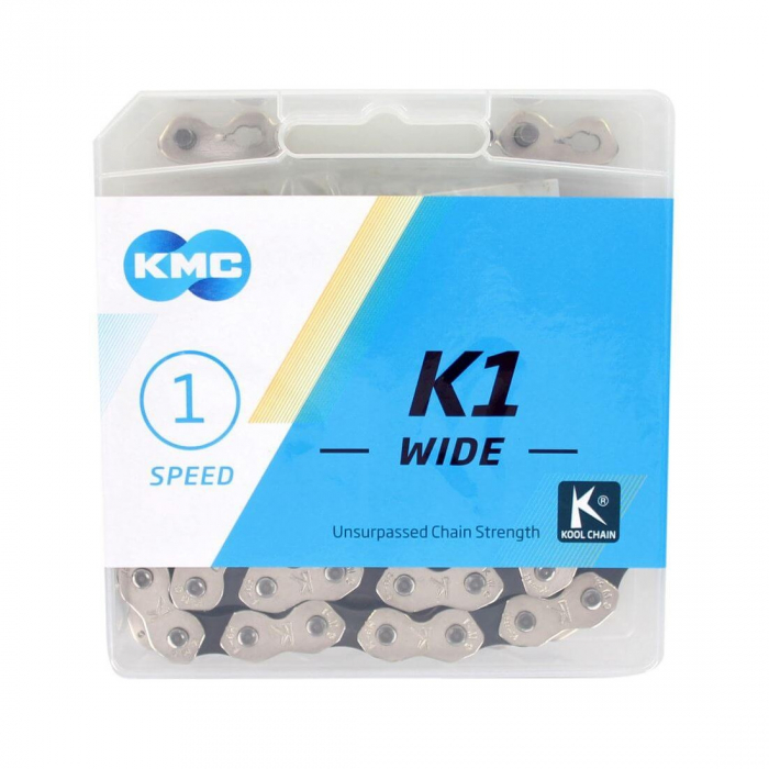 Lant KMC K1 Wide Single-Speed Argintiu/Negru 100 zale [1]