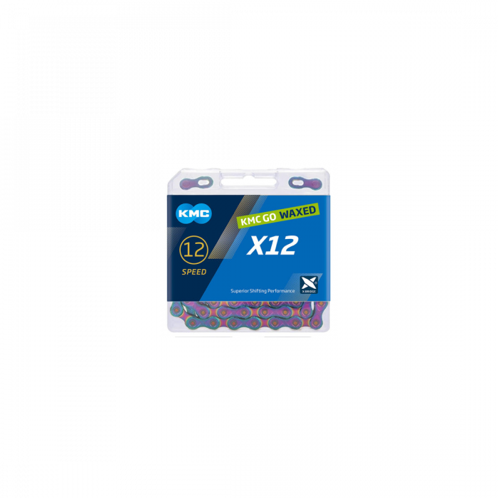 Lant lubrifiat cu ceara KMC X12 Waxed Aurora Blue 12 viteze 126 zale [4]