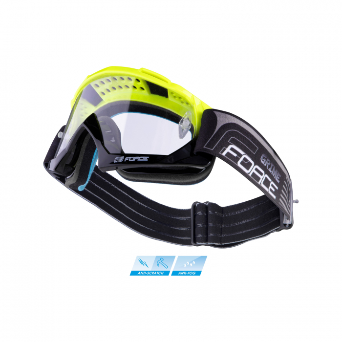 Ochelari Force Grime lentile transparente + 10 tear offs negru-fluo [4]
