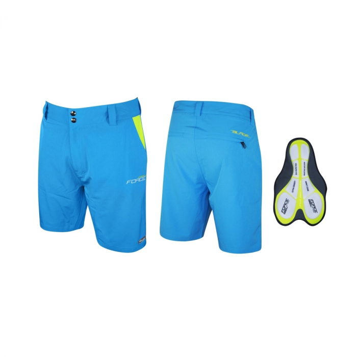 Pantaloni scurti Force Blade MTB, lenjerie cu bazon, Albastru, M [3]