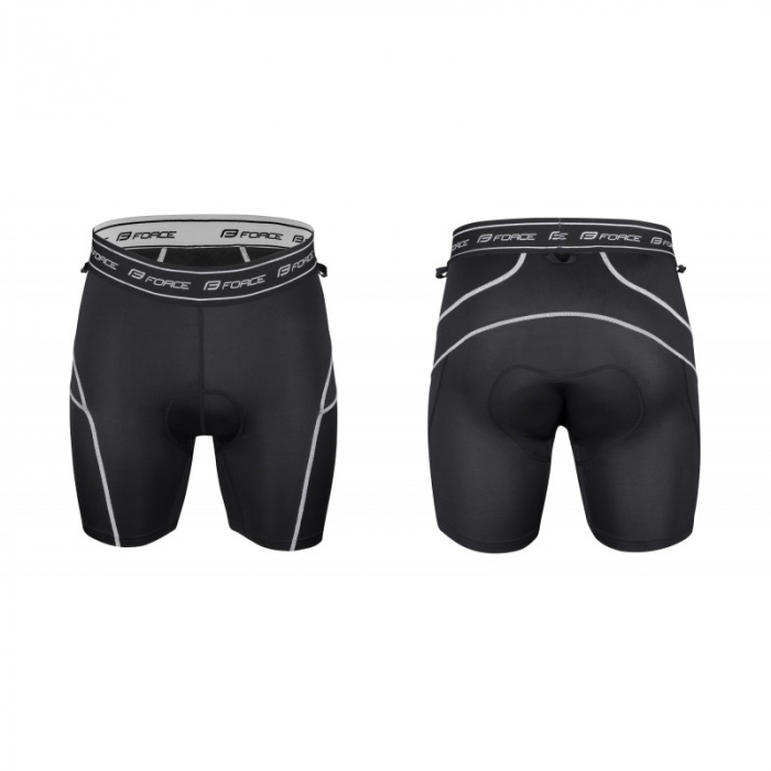 Pantaloni Force Downhill MTB cu sub-pantaloni cu bazon Negru/Gri XS [3]