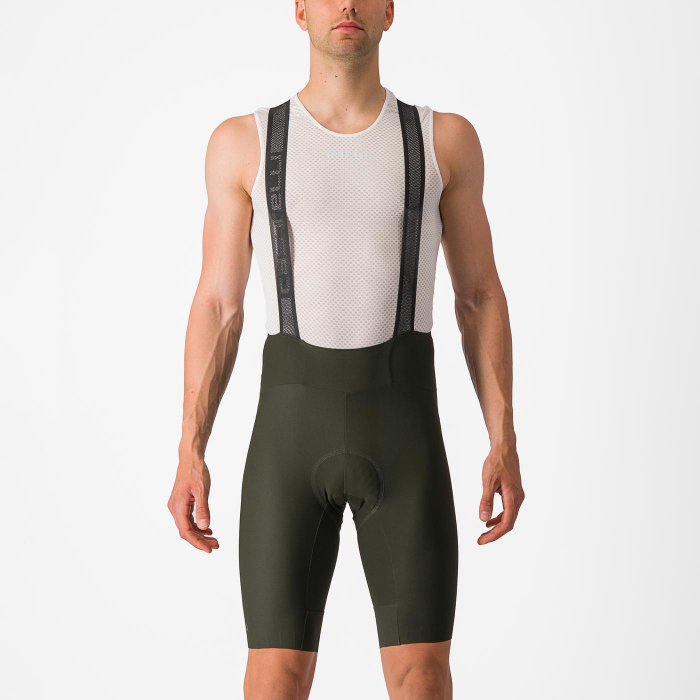 Pantaloni scurti cu bretele Castelli Espresso, pentru barbati, verde inchis, M [3]