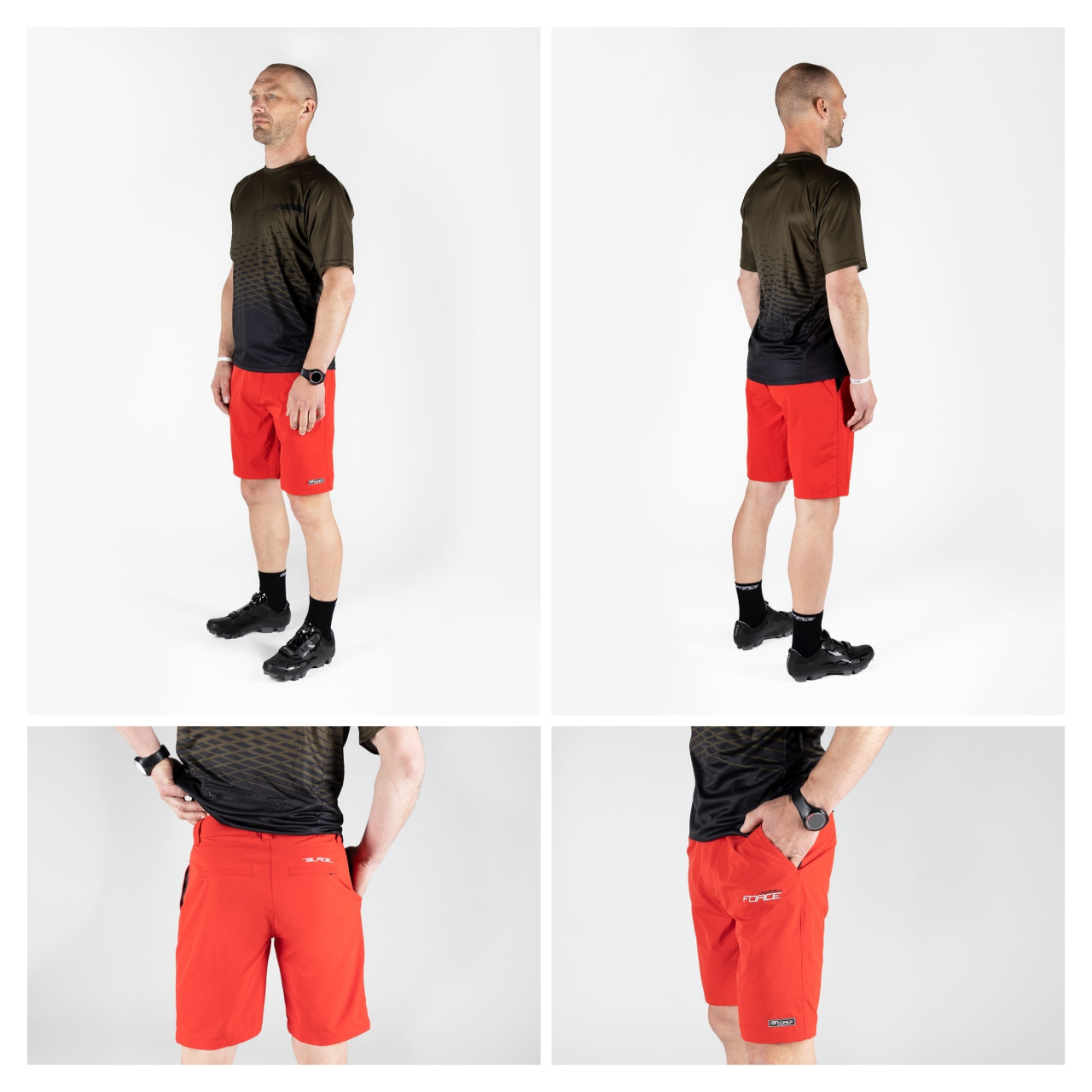 Pantaloni scurti Force Blade MTB, lenjerie cu bazon, Rosu, L [5]