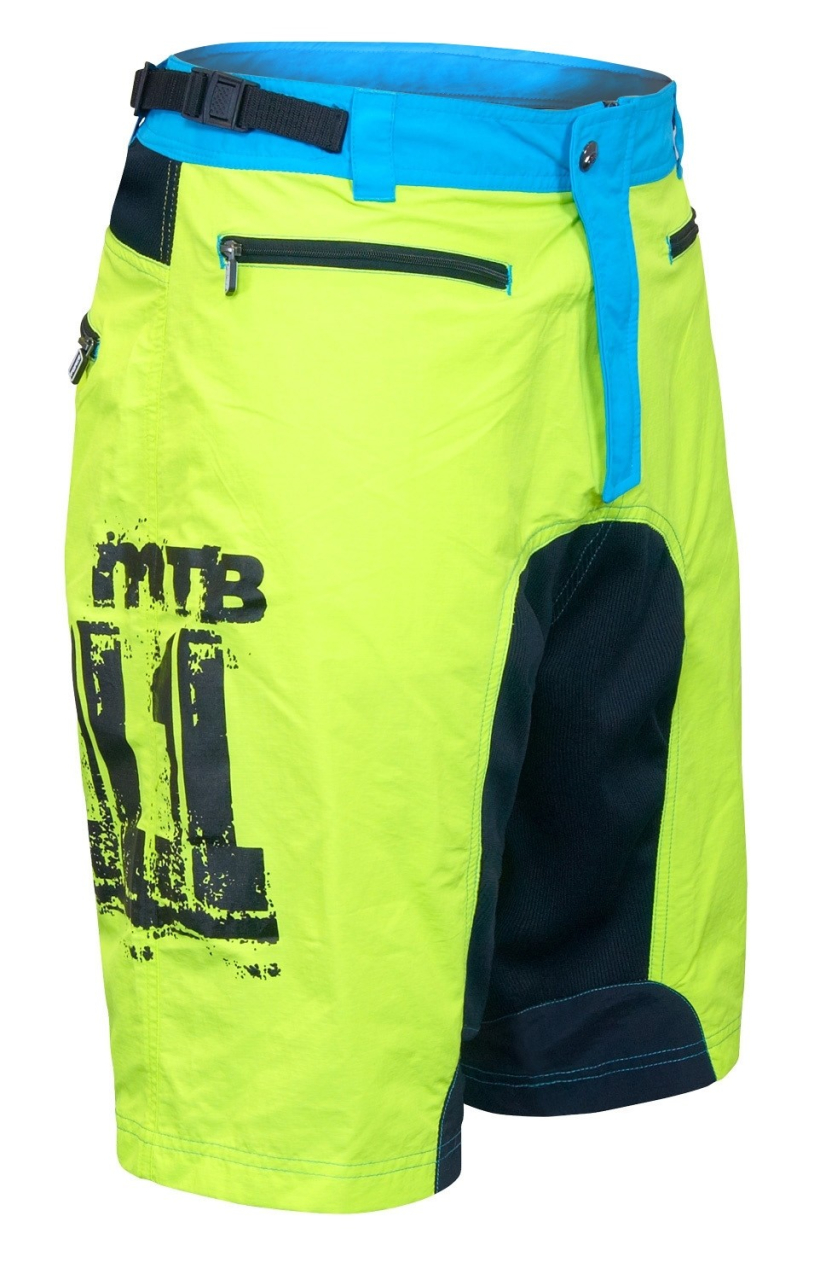 Pantaloni scurti Force MTB-11, bazon detasabil, Galben Fluo/Bleu/Negru, XS [3]