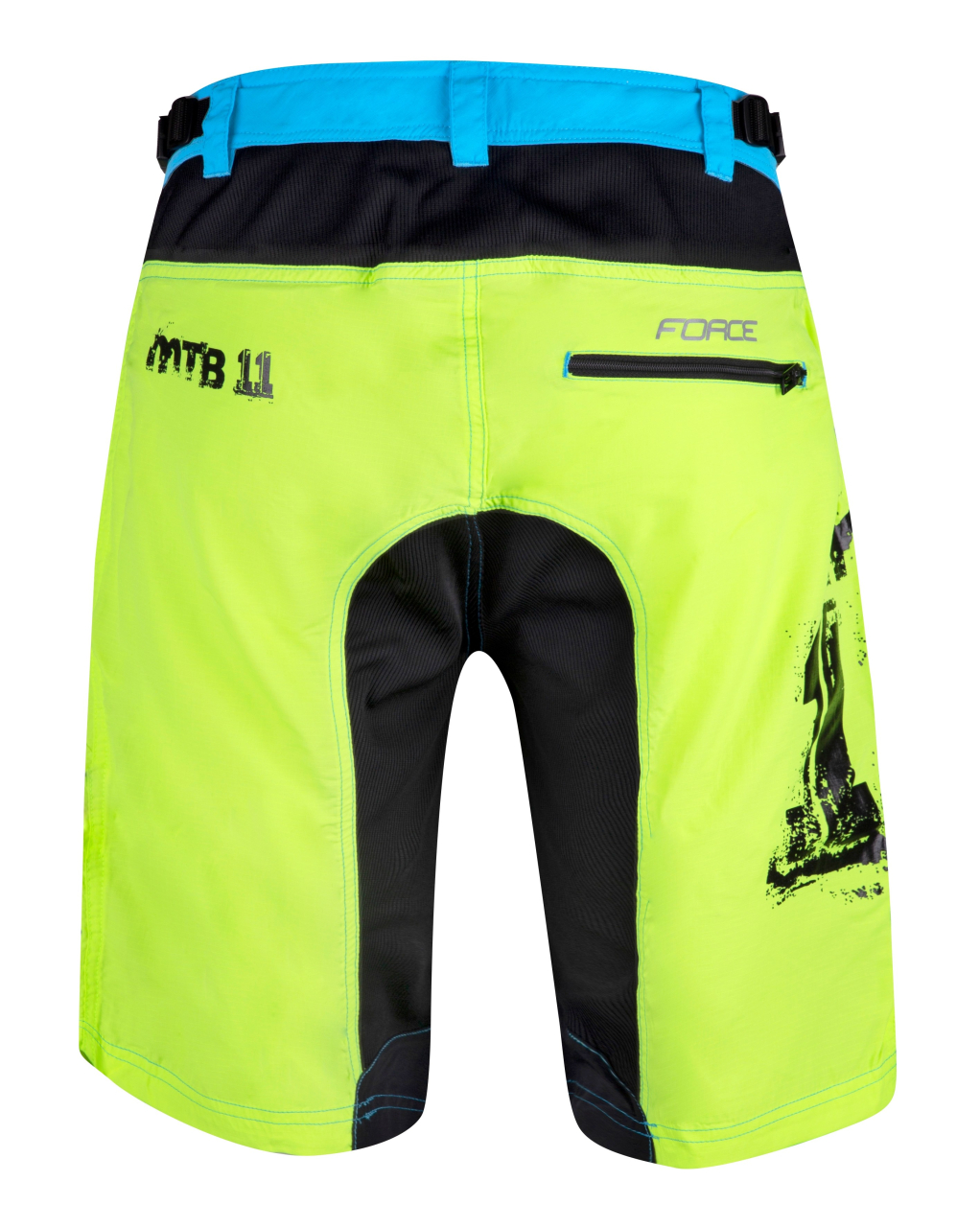 Pantaloni scurti Force MTB-11, bazon detasabil, Galben Fluo/Bleu/Negru, XS [2]