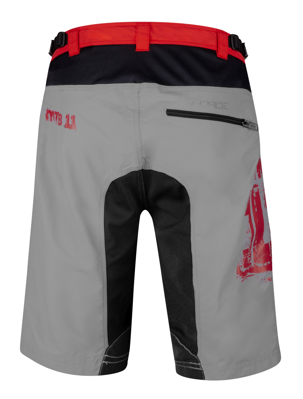 Pantaloni scurti Force MTB-11, bazon detasabil, Gri/Rosu/Negru, XS [2]