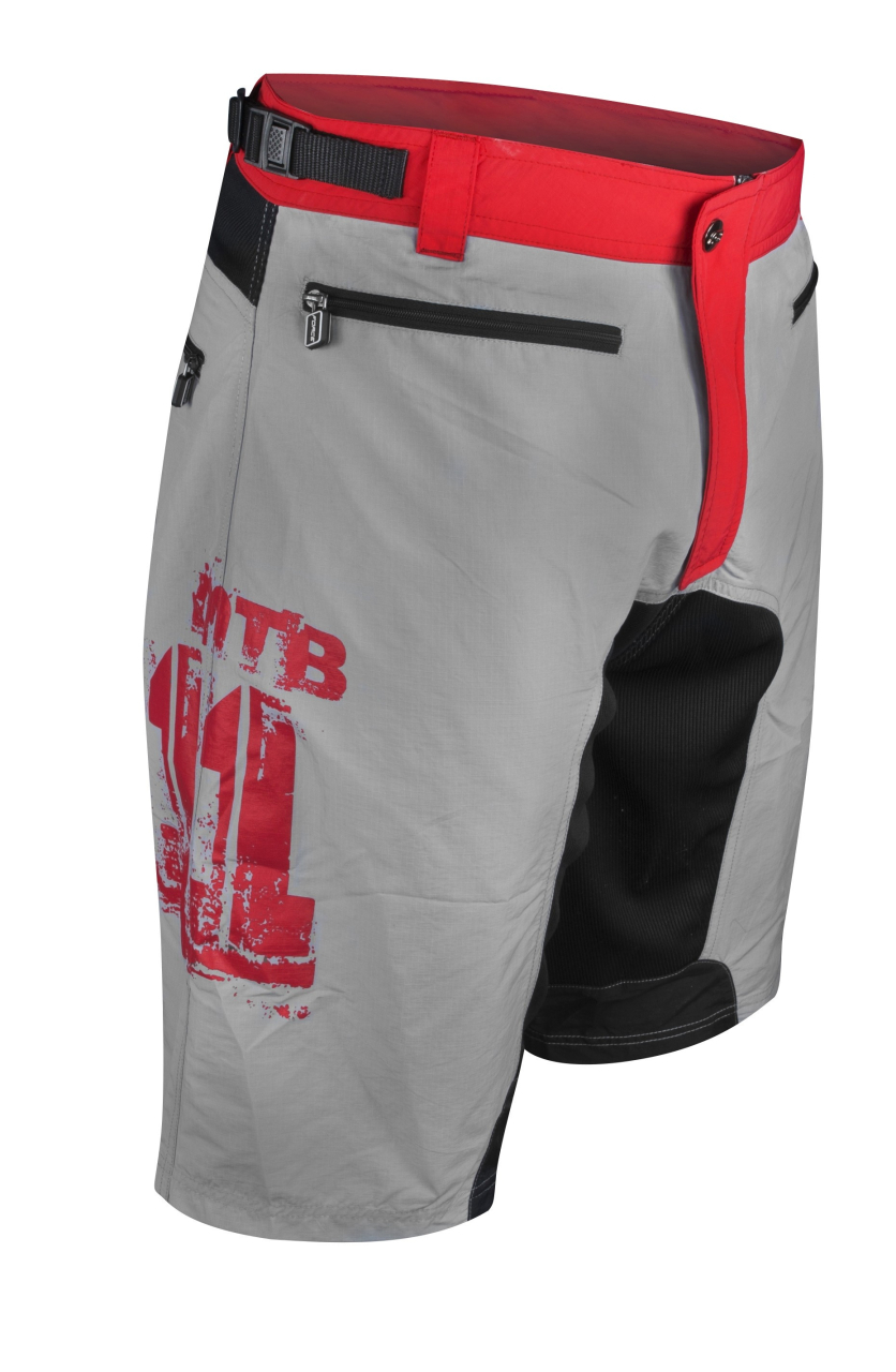Pantaloni scurti Force MTB-11, bazon detasabil, Gri/Rosu/Negru, XS [3]