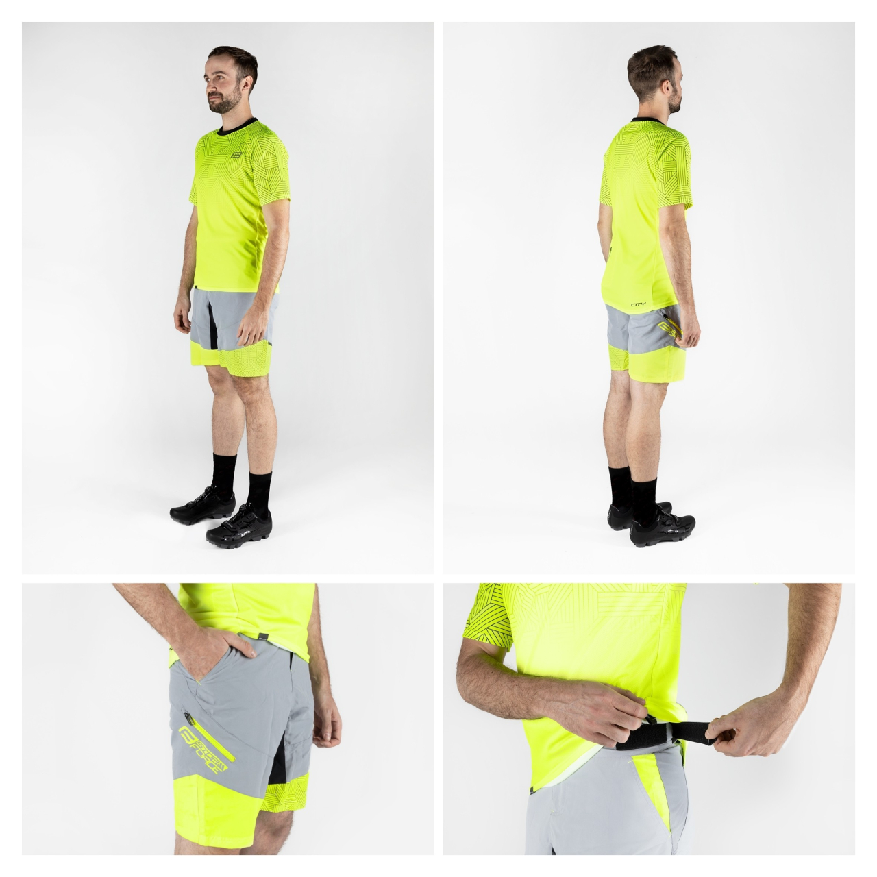 Pantaloni scurti Force Storm pana la talie cu bazon, gri/fluo XL [6]