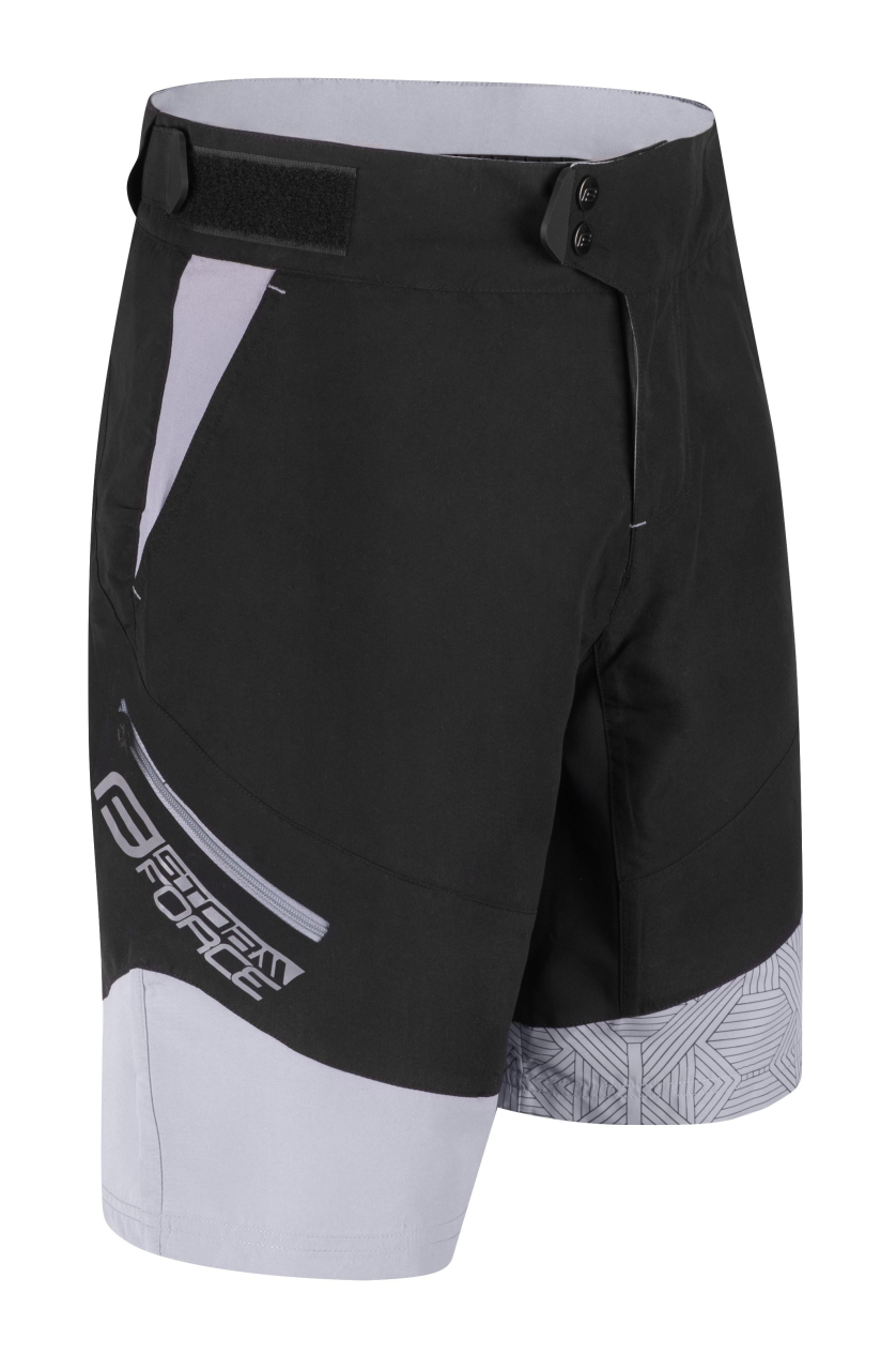 Pantaloni scurti Force Storm pana la talie cu bazon, negru/gri M [4]