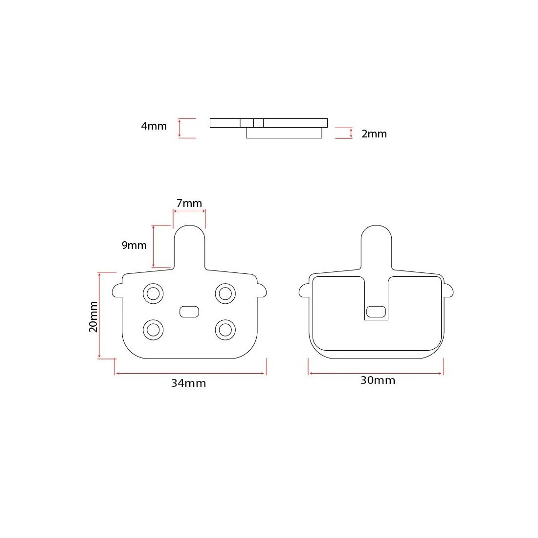 Placute frana trotineta Ewheel RT001-R resin rectangulare [4]