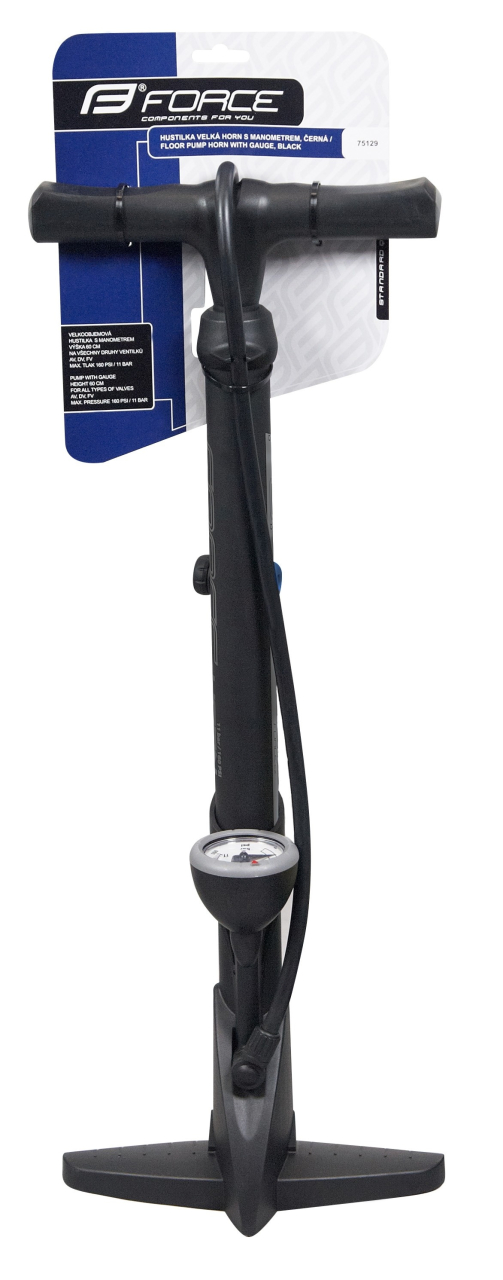 Pompa podea cu manometru Force Easy Horn 11 Bar, plastic negru [3]